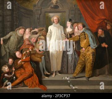 Die italienischen Comedians, wahrscheinlich 1720. Stockfoto