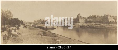 Die seine von der Pont du Carrousel in Richtung Notre Dame, 1853. Stockfoto