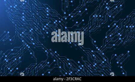 Hintergrund der Platinentechnik mit High-Tech-Datenanschlusssystem. Abstrakt Computer elektronische Design Hintergrund. High-Tech-Motherboard Stock Vektor