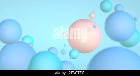 Abstrakter Hintergrund von Kugeln oder Kugeln in Pastellfarbe. 3D Abbildung Stockfoto