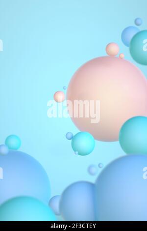 Abstrakter Hintergrund von Kugeln oder Kugeln in Pastellfarbe. 3D Abbildung Stockfoto