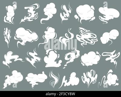 Riechen Sie Wolken. Rauch von Dampf oder Lebensmittel toxischen Geruch Vektor Cartoon Formen Stock Vektor