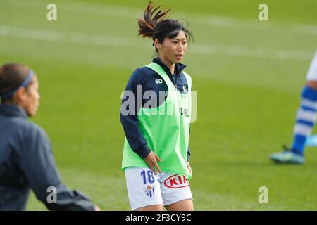 Yoko Tanaka (Huelva), 14. MÄRZ 2021 - Fußball / Fussball : Spanisches Spiel 'Primera Iberdrola' zwischen Athletic Club de Bilbao Femenino 1-1 Sporting Club de Huelva im Estadio Lezama in Lezama, Spanien. (Foto von Mutsu Kawamori/AFLO) Stockfoto