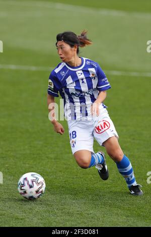 Yoko Tanaka (Huelva), 14. MÄRZ 2021 - Fußball / Fussball : Spanisches Spiel 'Primera Iberdrola' zwischen Athletic Club de Bilbao Femenino 1-1 Sporting Club de Huelva im Estadio Lezama in Lezama, Spanien. (Foto von Mutsu Kawamori/AFLO) Stockfoto