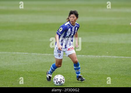 Yoko Tanaka (Huelva), 14. MÄRZ 2021 - Fußball / Fussball : Spanisches Spiel 'Primera Iberdrola' zwischen Athletic Club de Bilbao Femenino 1-1 Sporting Club de Huelva im Estadio Lezama in Lezama, Spanien. (Foto von Mutsu Kawamori/AFLO) Stockfoto