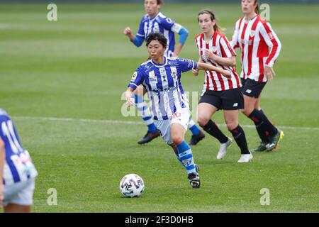 Yoko Tanaka (Huelva), 14. MÄRZ 2021 - Fußball / Fussball : Spanisches Spiel 'Primera Iberdrola' zwischen Athletic Club de Bilbao Femenino 1-1 Sporting Club de Huelva im Estadio Lezama in Lezama, Spanien. (Foto von Mutsu Kawamori/AFLO) Stockfoto