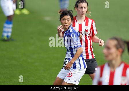 Yoko Tanaka (Huelva), 14. MÄRZ 2021 - Fußball / Fussball : Spanisches Spiel 'Primera Iberdrola' zwischen Athletic Club de Bilbao Femenino 1-1 Sporting Club de Huelva im Estadio Lezama in Lezama, Spanien. (Foto von Mutsu Kawamori/AFLO) Stockfoto