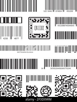 QR-Code. Barcode-Scanning Produktsymbole Laser-Code-Nachricht Vektor gesetzt Stock Vektor