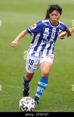 Yoko Tanaka (Huelva), 14. MÄRZ 2021 - Fußball / Fussball : Spanisches Spiel 'Primera Iberdrola' zwischen Athletic Club de Bilbao Femenino 1-1 Sporting Club de Huelva im Estadio Lezama in Lezama, Spanien. (Foto von Mutsu Kawamori/AFLO) Stockfoto