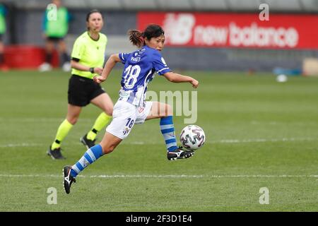 Yoko Tanaka (Huelva), 14. MÄRZ 2021 - Fußball / Fussball : Spanisches Spiel 'Primera Iberdrola' zwischen Athletic Club de Bilbao Femenino 1-1 Sporting Club de Huelva im Estadio Lezama in Lezama, Spanien. (Foto von Mutsu Kawamori/AFLO) Stockfoto