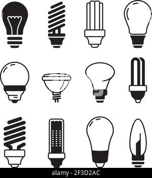 Bulb icons. Lights energy modern lamp vector bulb collection Stock Vektor