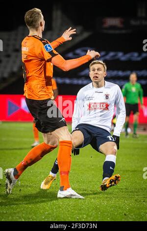 Aarhus, Dänemark. März 2021, 15th. Jon Thorsteinsson (17) von AGF beim Superliga-Spiel 3F zwischen Aarhus GF und Randers FC im Ceres Park in Aarhus. (Foto Kredit: Gonzales Foto/Alamy Live News Stockfoto