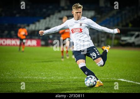 Aarhus, Dänemark. März 2021, 15th. Bror Blume (29) von AGF beim Superliga-Spiel 3F zwischen Aarhus GF und Randers FC im Ceres Park in Aarhus. (Foto Kredit: Gonzales Foto/Alamy Live News Stockfoto