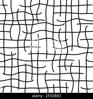 Nahtloses Vektormuster mit schwarzen Linien auf weißem Hintergrund. Netz wie Tapete Textur Design. Stock Vektor