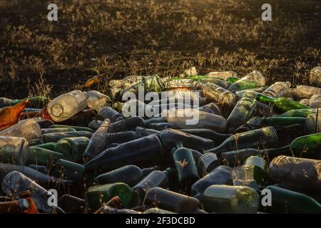 Glasstreu auf dem Land Stockfoto