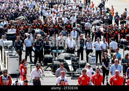 BOTTAS Valtteri (FIN), Mercedes AMG F1 Petronas GP W09 Hybrid EQ Power+, Startaufstellung, Kühlergrill de Abfahrt, während der Formel 1 Weltmeisterschaft 2018, Grand Prix von England vom 5. Bis 8. juli, in Silverstone, Großbritannien - Foto DPPI Stockfoto