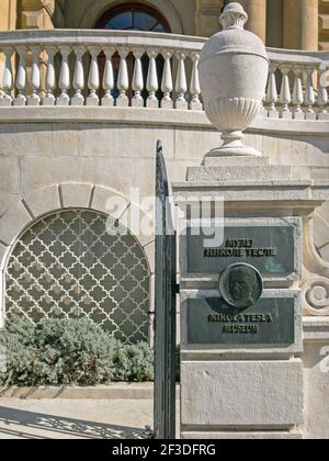 Belgrad, Serbien - 11. März 2018: Eingang zum Nikola Tesla Museum Gebäude in Belgrad, Serbien. Stockfoto