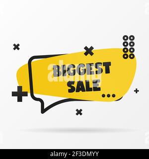 Original Inschrift GRÖSSTEN VERKAUF auf dem Banner. Vektor-Design in einem flachen Stil. Einfache Clip Art Vektorgrafik. Stock Vektor