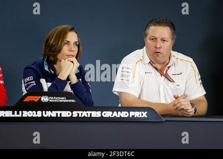 WILLIAMS Claire (gbr), Deputy Team Principal von Williams F1 Racing, BROWN Zak (usa), Chief Executive Officer von McLaren Racing, Portrait während der Formel 1 Weltmeisterschaft 2018, Grand Prix der Vereinigten Staaten von Amerika vom 18. Bis 21. oktober in Austin, Texas, USA - Foto Florent Gooden / DPPI Stockfoto