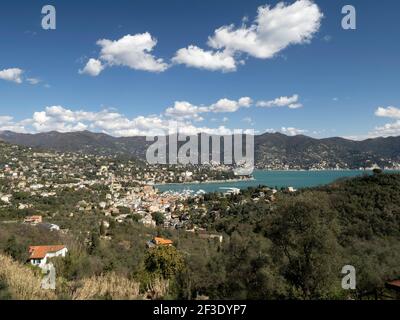 Santa Margherita Ligure, Dorf, Italien Luftaufnahme vom Nozarego Panorama Stockfoto