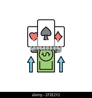 Einzahlung Casino Wette Farbe Linie Symbol. Piktogramm für Webseite, mobile App, Promo. UI UX GUI Design Element. Bearbeitbare Kontur. Stock Vektor