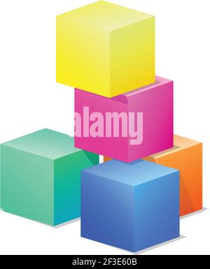 Bunte Spielzeug Würfel Symbol, Cartoon-Stil Stock Vektor
