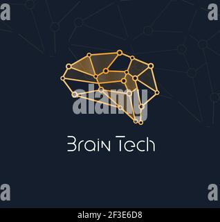 Brain Tech Logo Konzept für neue Kommunikationstechnik. Abstract Neuron Netzwerk Symbol für Innovation AI und Bio-Tech. Künstliche Intelligenz, Vektor Stock Vektor