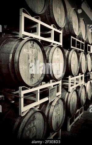 Lynwood Brewing Concern (LBC) in Raleigh, NC. Lokale Craft Brauerei mit einer großen Auswahl an Bieren, Ales und Stouts. Verbunden mit Lynwood Grill. Stockfoto