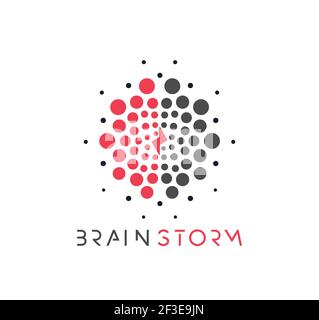 Brain Vektor Logo Konzept. Brainstorming, kreatives Denken oder Lernen gepunktetes Vektor-Symbol auf weißem Hintergrund. Inspiration, Mind Power Illustration für Stock Vektor