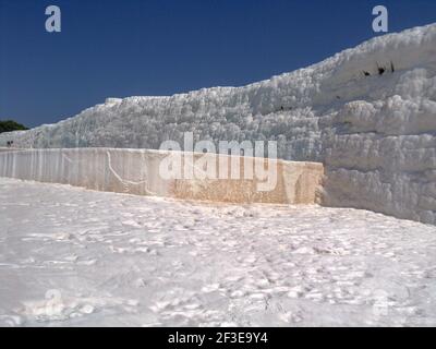 Strukturierter Hintergrund. Natürliche Travertin Pools und Terrassen in Pamukkale Türkei. Hochwertige Fotos Stockfoto