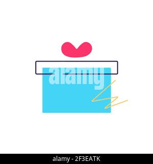 Geschenkbox flach linearen Vektor Symbol Zeichen Stock Vektor