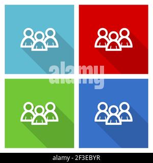 Personen, Gruppen-Icon-Set, flache Design-Vektor-Illustration in eps 10 für webdesign und mobile Anwendungen in vier Farboptionen Stock Vektor