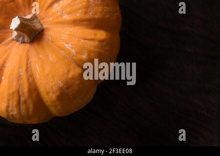 Orange Kürbis auf schwarzem Hintergrund Stockfoto