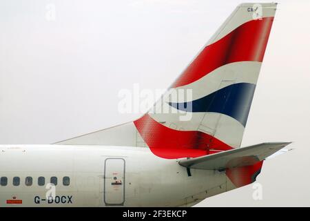 15-03-2021 - Generic Airplanes - G-DOCX - British Airways - Boeing 737. Seriennummer 25857, Typ 737-436SF. Erster Flug am 16,03.1993, geliefert nach Stockfoto