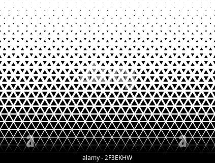 Nahtloser Halbtonvektorhintergrund. Gefüllt mit schwarzen Dreiecken. 40 Figuren in der Höhe. Stock Vektor
