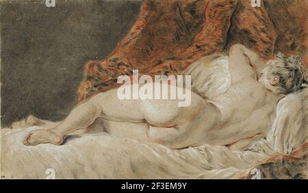 Femme allong&#xe9;e vue de dos, dit le Sommeil, ca 1720. Gefunden in der Sammlung von &#xc9;cole nationale sup&#xe9;rieure des beaux-Arts, Paris. Stockfoto
