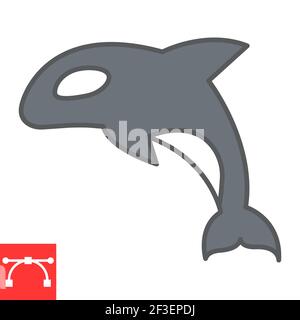 Orca Farblinie Symbol, Meer und Meerestiere, Orca Vektor-Symbol, Vektorgrafiken, editierbare Kontur gefüllt Umrisszeichen, eps 10. Stock Vektor