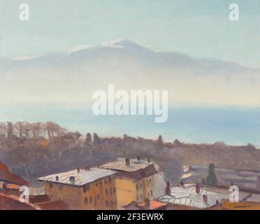 Die Dächer von Ouchy und Genfersee, 1936. Private Sammlung. Stockfoto