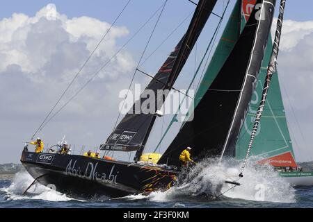 SEGELN - VOLVO OCEAN RACE 2011-2012 - STARTSTRECKE 9 - LORIENT (FRA) => GALWAY (IRL) - 01/07/2012 - FOTO : FRANCOIS VAN MALLEGHEM / DPPI - ABU DHABI Stockfoto