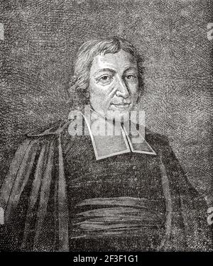 Porträt des heiligen Johannes Baptist de La Salle (1651-1719) Französischer Priester, Reformator der Erziehung, Gründer des Instituts der Brüder der christlichen Schulen. Alte 19th Jahrhundert gravierte Illustration von Jesus Christus von Veuillot 1890 Stockfoto