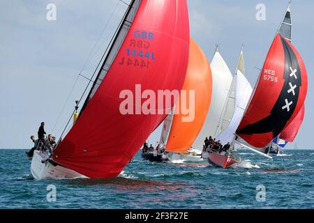 Fleet IRC während der SPI Ouest France Intermarche 2014 in La Trinite sur Mer, Baie de Quiberon, Westfrankreich, am 18. april 2014 - Foto Francois Van Malleghem / DPPI Stockfoto