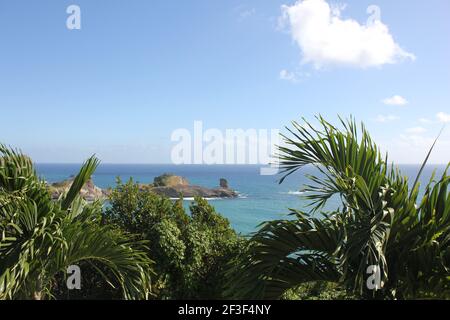 Ein faszinierender Blick auf die Insel St. Lucia in Die Karibik unter dem blauen Himmel Stockfoto