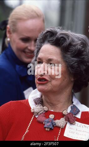 Stonewall, Texas, USA. März 2021, 16th. Retrospektive über das Leben der ehemaligen First Lady, LADY BIRD JOHNSON während ihrer Jahre in Texas nach dem Tod des ehemaligen Präsidenten Lyndon Baines Johnson am 22. Januar 1973. Dieses Foto zeigt Lady BIRD JOHNSON auf der LBJ Ranch im Jahr 1986. Quelle: Bob Daemmrich/ZUMA Wire/Alamy Live News Stockfoto