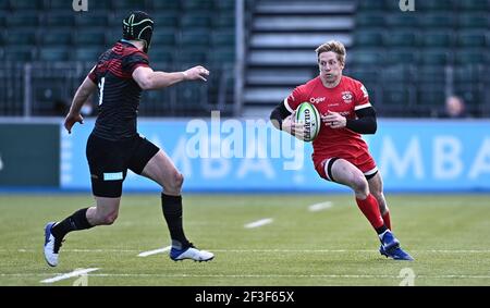 Hendon. Vereinigtes Königreich. 13. März 2021. Scott van Breda (Jersey). Saracens / Jersey Reds. Greene King IPA Championship Rugby. Stonex-Stadion. Hendon. London. Vereinigtes Königreich. Stockfoto