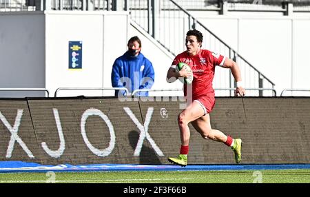 Hendon. Vereinigtes Königreich. 13. März 2021. George Spencer (Jersey). Saracens / Jersey Reds. Greene King IPA Championship Rugby. Stonex-Stadion. Hendon. London. Vereinigtes Königreich. Stockfoto