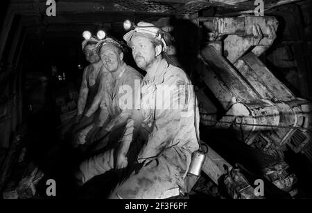 Männer unterirdisch an der Pit Face in Monkwearmouth Colliery Stockfoto