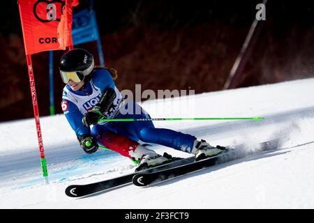 Cortina d'Ampezzo, Italien 18. Februar 2021: FRIDGEIRSDOTTIR Holmfridur Dora (ISL) startet bei den TELEPASS FIS ALPINE SKI WORLD CHAMPIONSHIPS 2021 Stockfoto