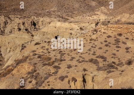 Tabernas Desert Hills Landschaft in Almeria Spanien Natur Abenteuer Reisen Europa Stockfoto