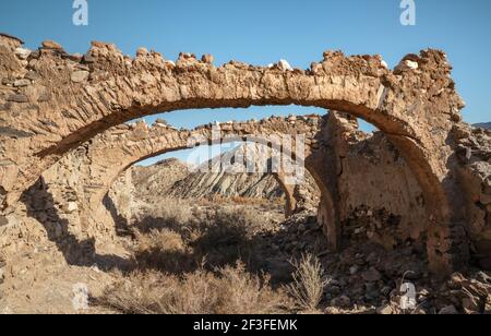 Tabernas Desert Hills Landschaft in Almeria Spanien Natur Abenteuer Reisen Europa Stockfoto