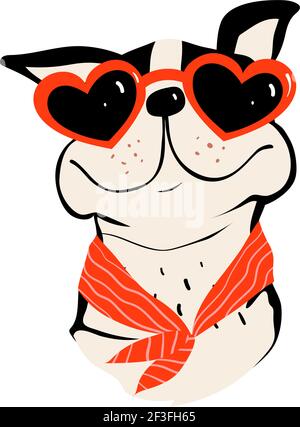 Hund Welpen mit Sonnenbrille Symbol lächelnd Cartoon Stock Vektor